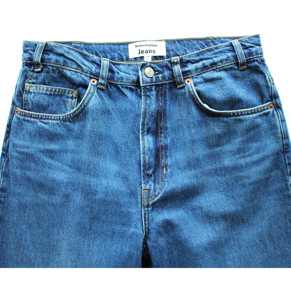 Reformation Hill Mid Rise Kick Flare Jeans 30" / Size 29 / Araceli Blue Relaxed - Picture 7 of 11